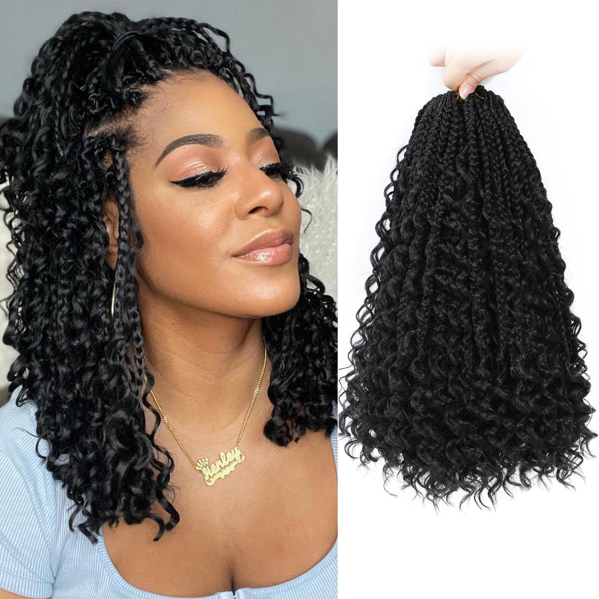 YEWELL Goddess box braids 14 inch curly ends for voluminous boho style