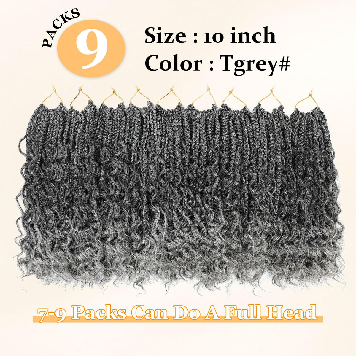 YEWELL Goddess Box Braids TGrey side view, soft texture and easy maintenance.