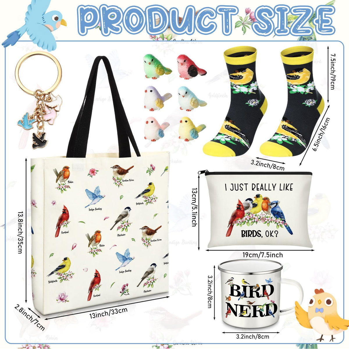 Yeyeplum makeup bag with bright bird accents for cosmetics on the go