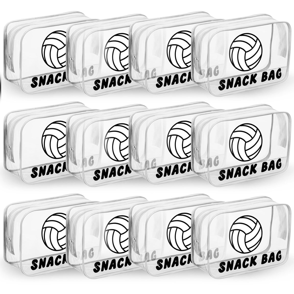 Yeyeplum volleyball snack bags front view show durable clear PVC for snacks