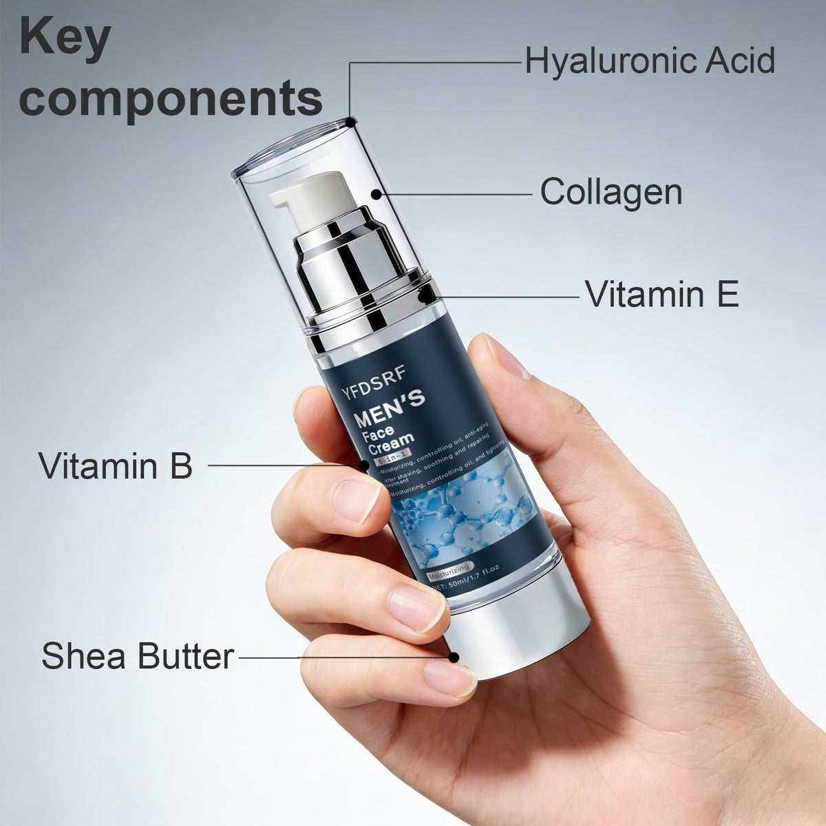 YFDSRF Vitamin C antioxidant bottle helps brighten and protect skin.
