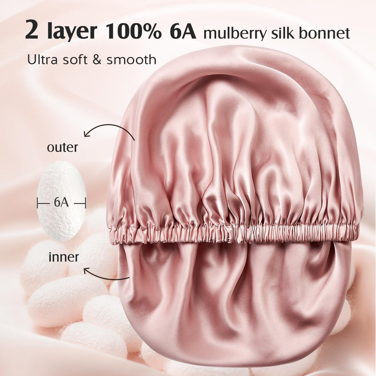 YFONG reversible silk bonnet showing inner and outer layers for versatile wear