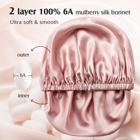 YFONG reversible silk bonnet showing inner and outer layers for versatile wear