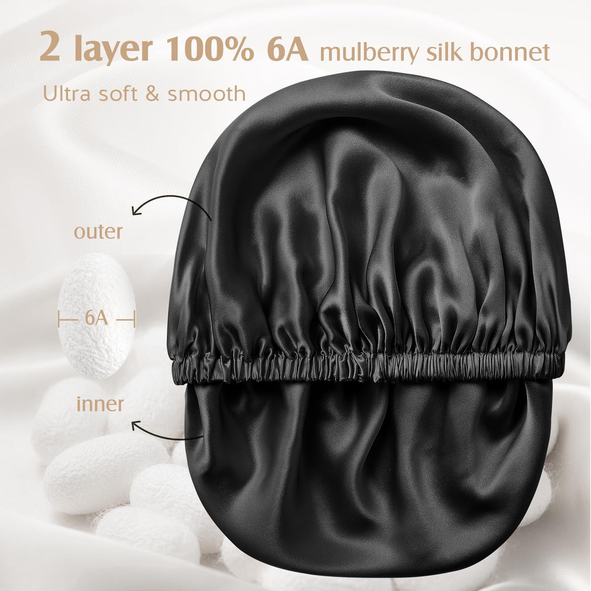 YFONG adjustable elastic-band silk bonnet offers a customized, comfortable fit for different head sizes.