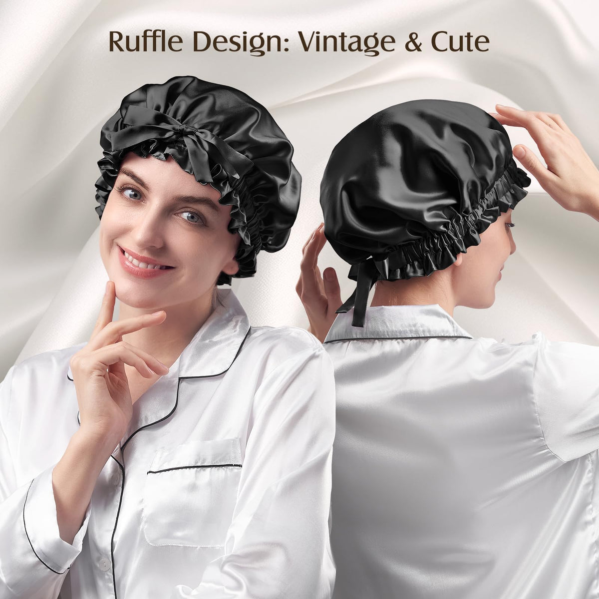 YFONG silk bonnet back bow offers discreet, elegant morning look