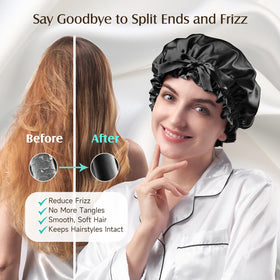 YFONG silk bonnet front bow adds playful style while securing hair overnight