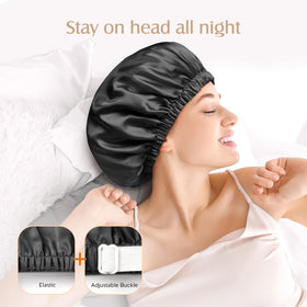 YFONG two-sided wear demonstrates versatile silk sleep cap wearing options.