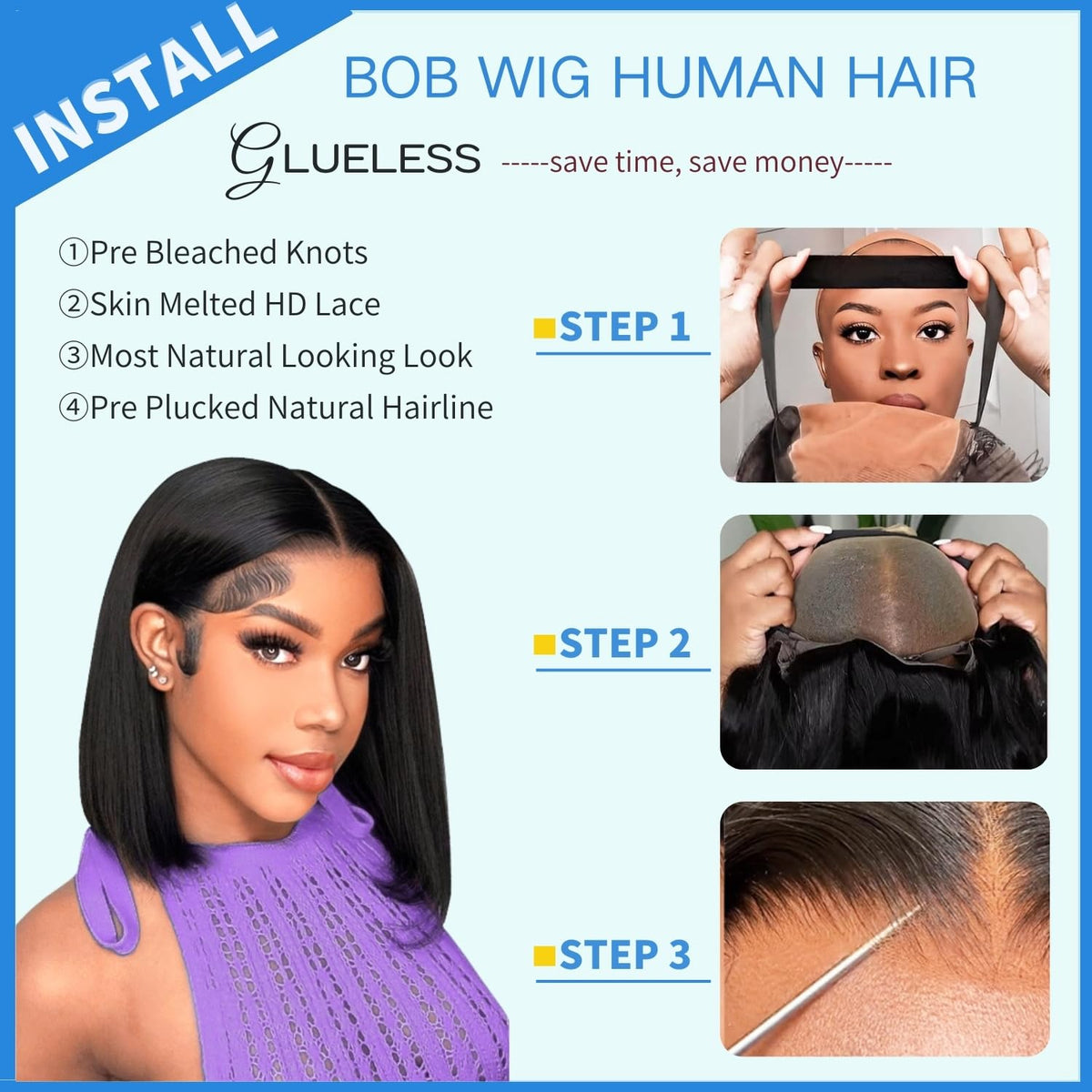 YFOXI natural hairline pre-plucked design for believable part.