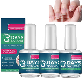 YG LianKai 3 Days Nail Care bottle close-up showing hydration and strength.