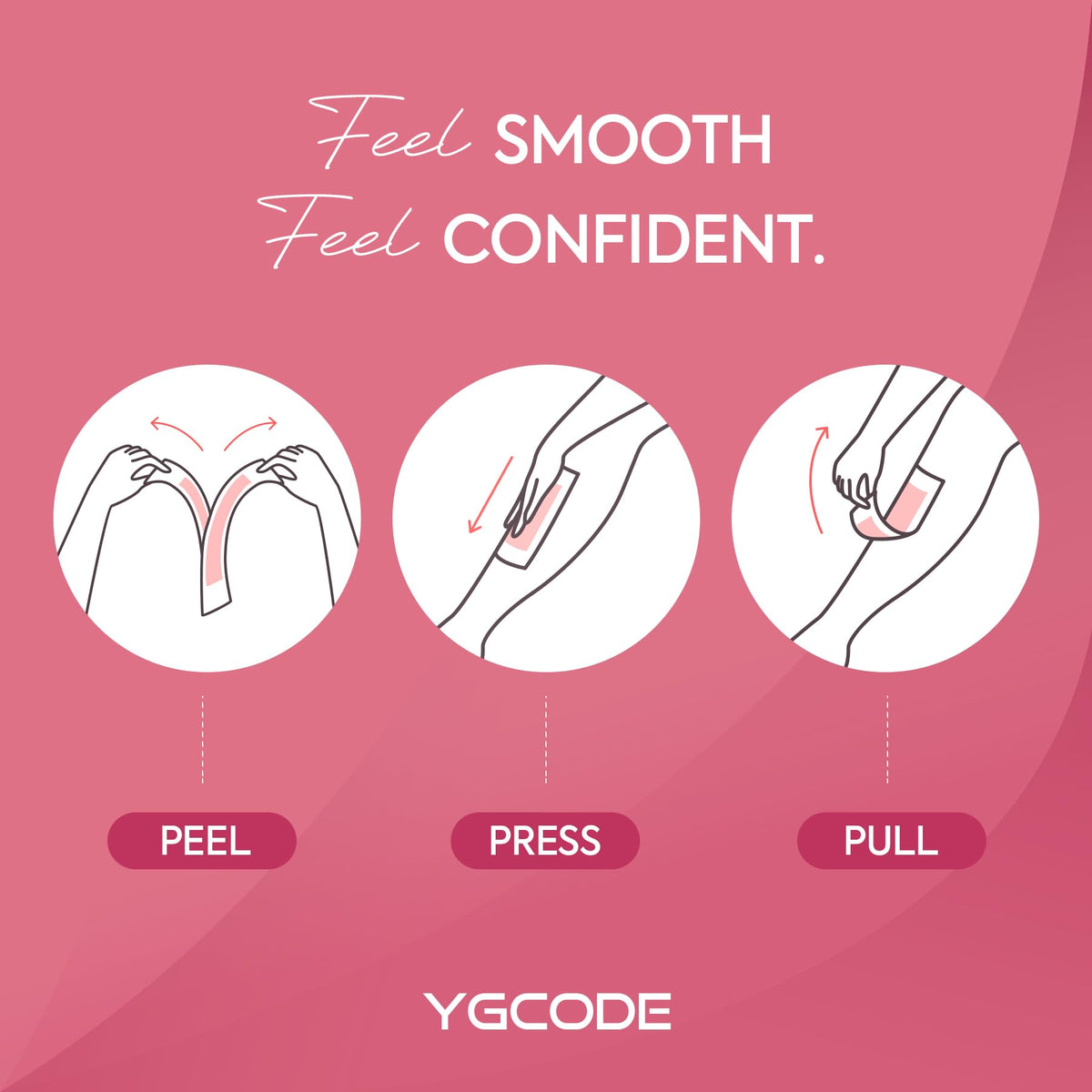 YGCODE body wax strips applied on arms and legs for smooth results