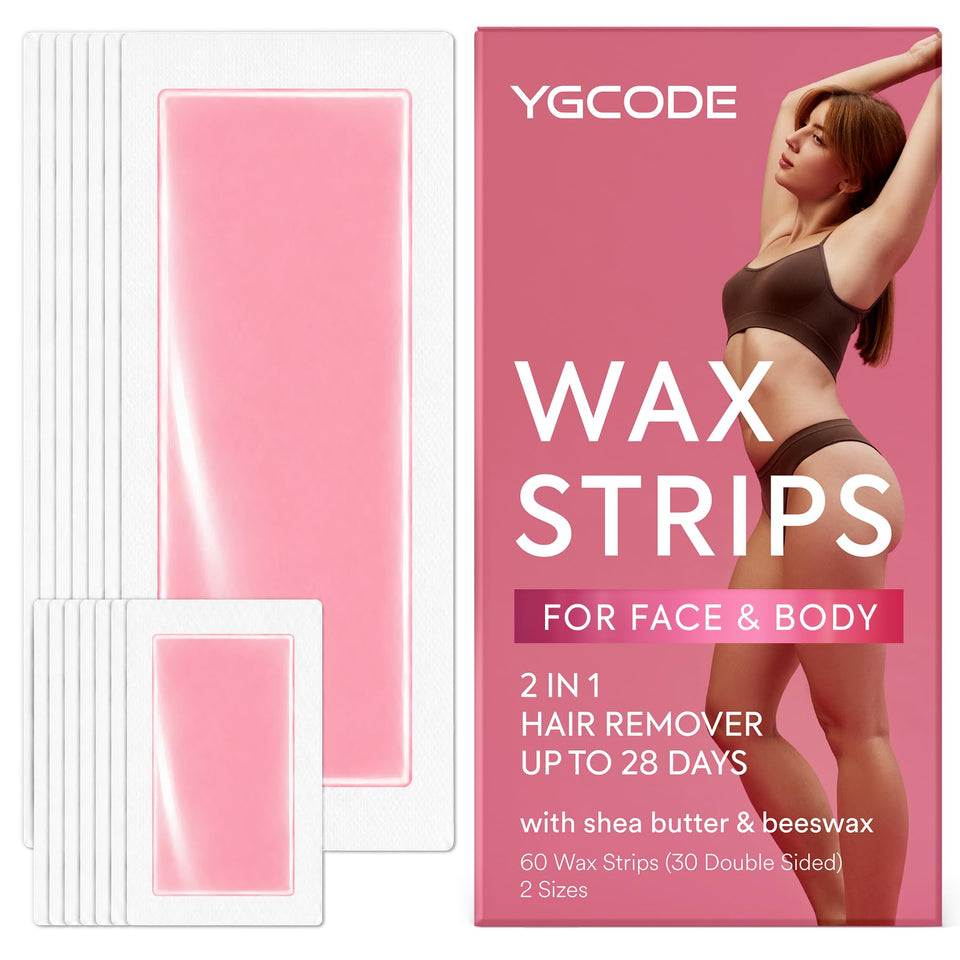 YGCODE face wax strips packaging for at-home use and convenience