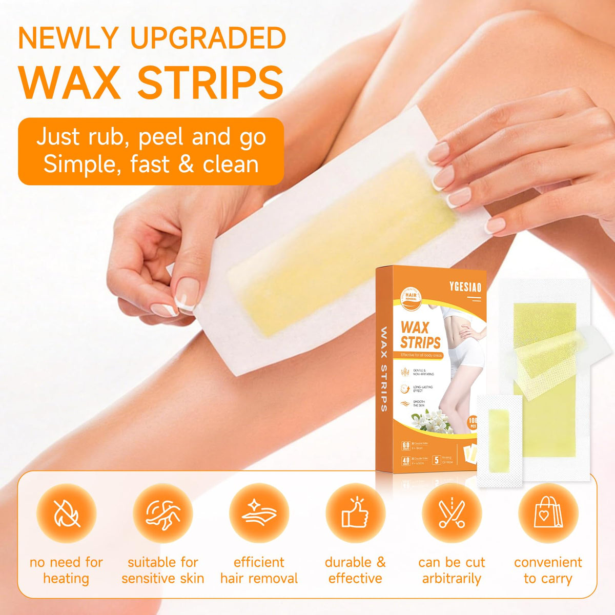YGESIAO body wax strips in action for smooth, efficient large-area waxing