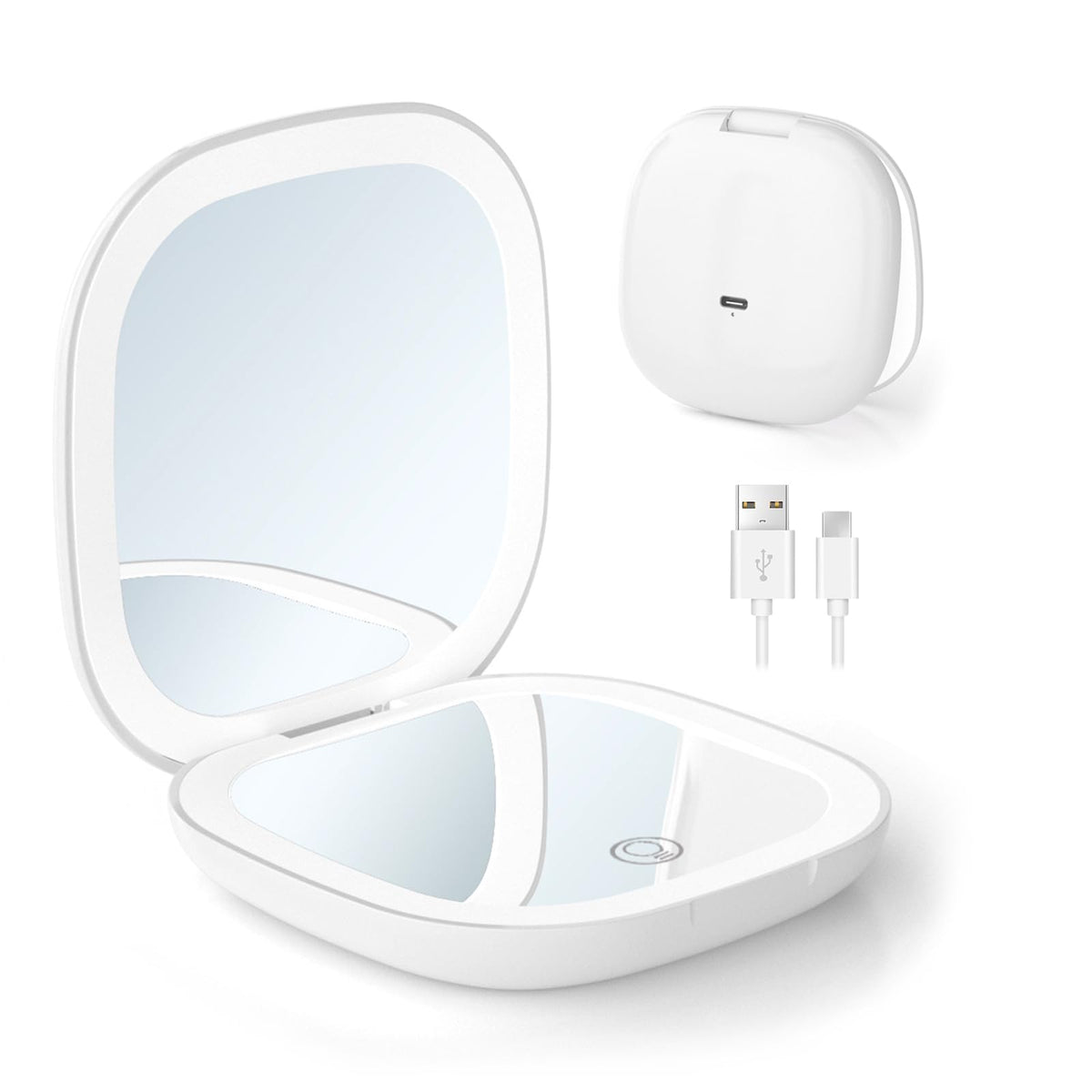 YGGPOQO compact travel mirror with dual magnification for full-face and detail work