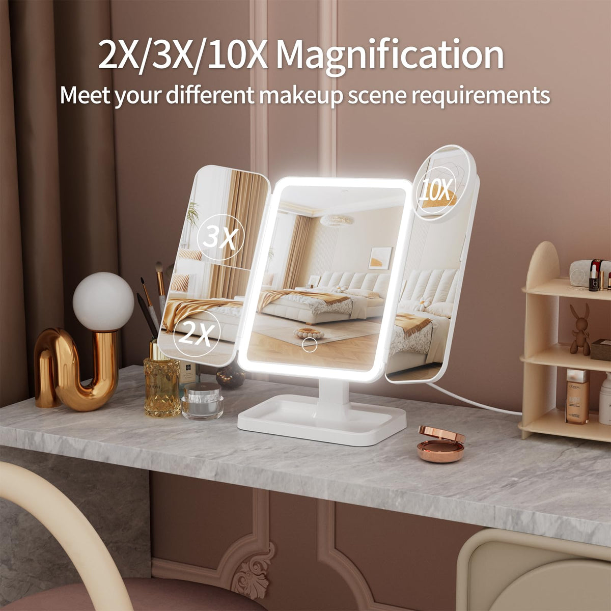 YGGPOQO mirror with smart memory and 360° rotation for easy angles