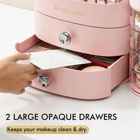 YGJT brushes and lipstick storage pink keeps daily essentials within reach.