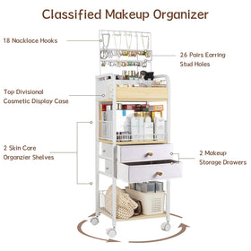 YGJT five-piece storage system keeps cosmetics organized and easy to locate