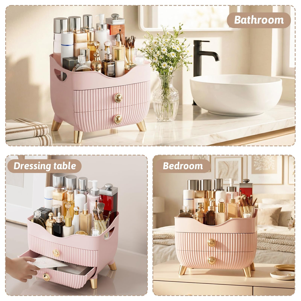YGJT makeup organizer drawer 2 stores palettes and tubes