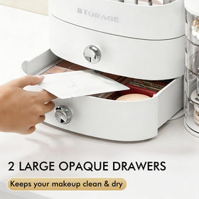 YGJT makeup organizer drawer detail demonstrates smooth slides and generous space.