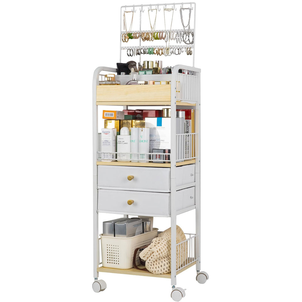 YGJT makeup organizer floor unit with drawers and jewelry holder for easy access and streamlined vanity