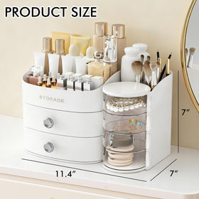 YGJT makeup organizer with two drawers neatly stores brushes and bottles.
