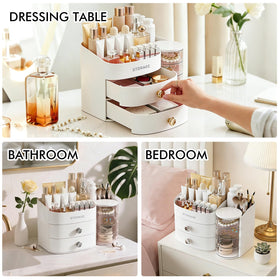 YGJT makeup organizer ideal for skincare, lipstick, and brushes on vanity.