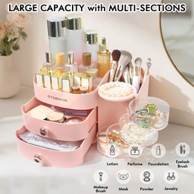 YGJT skincare and makeup organization drawers pink keeps tall bottles tidy.