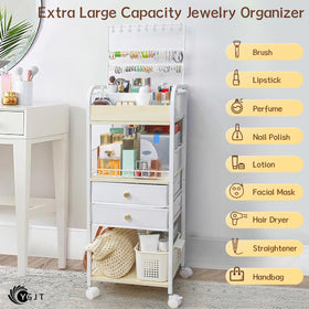YGJT vanity organizer includes removable fabric box for flexible small item storage
