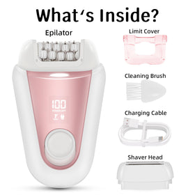 YHC Epilator 2-in-1 head demonstrates shaving and epilating versatility.