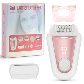YHC Epilator close-up with 32 hypoallergenic tweezers for gentle home hair removal.