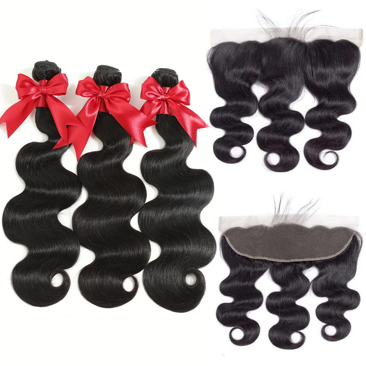 YIBUSI 13x4 HD lace frontal close-up shows pre-plucked hairline and baby hairs.