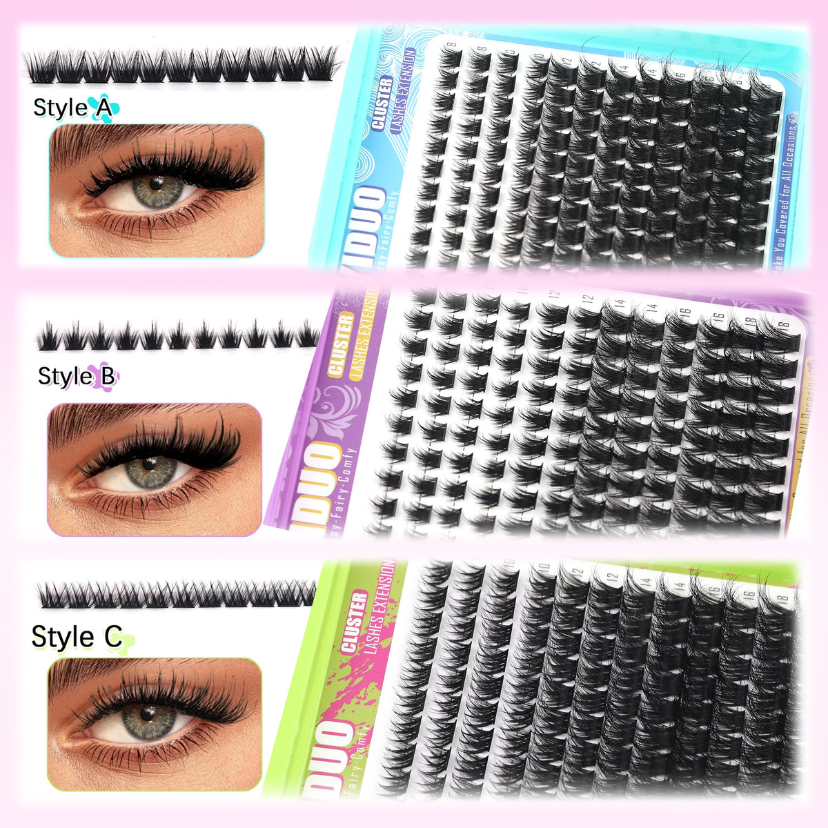 YIDUO 3 Styles Kit Dramatic lashes for eye-catching depth