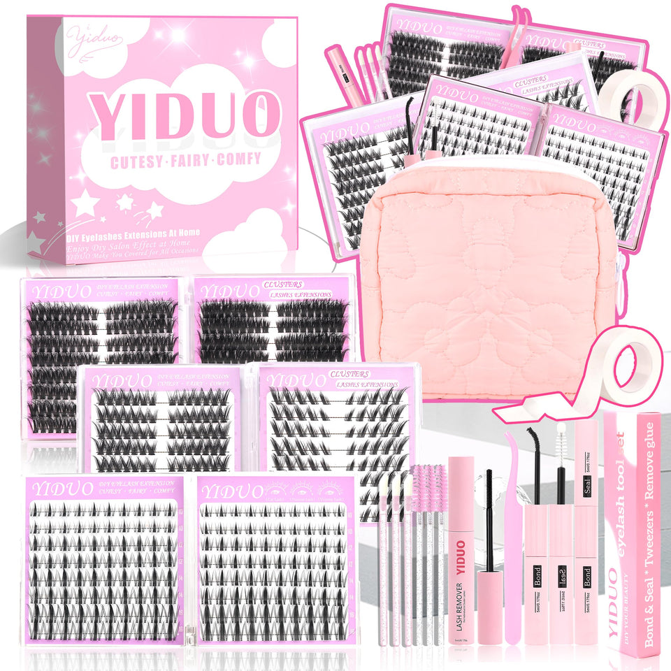 YIDUO 6-styles lash kit front view in a compact case for travel
