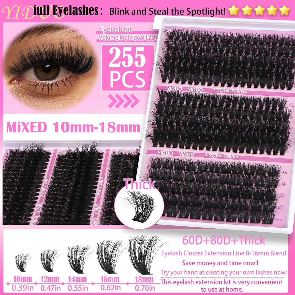 YIDUO 5ml eyelash remover bottle included in kit.