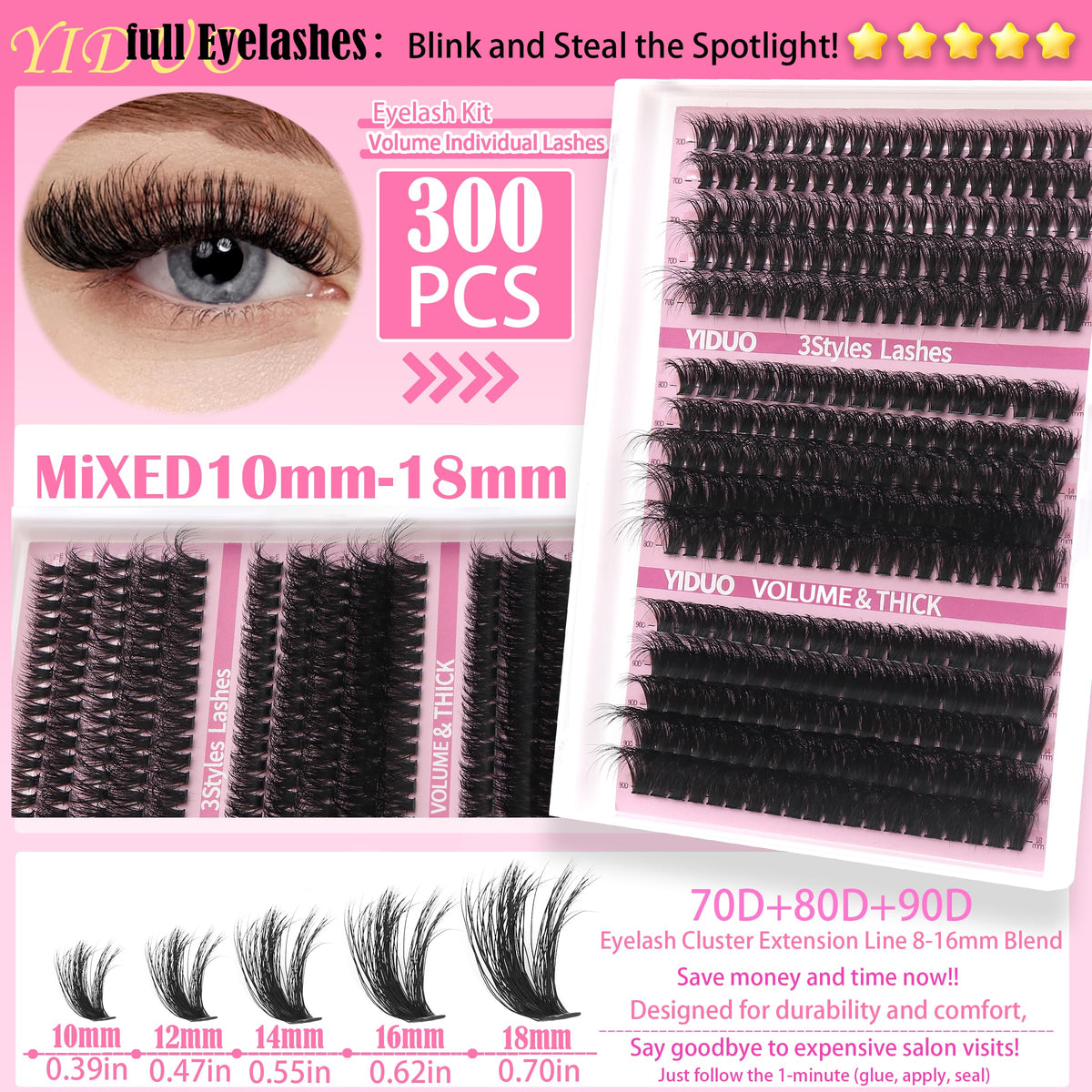 YIDUO eyelash tweezers for precise application.