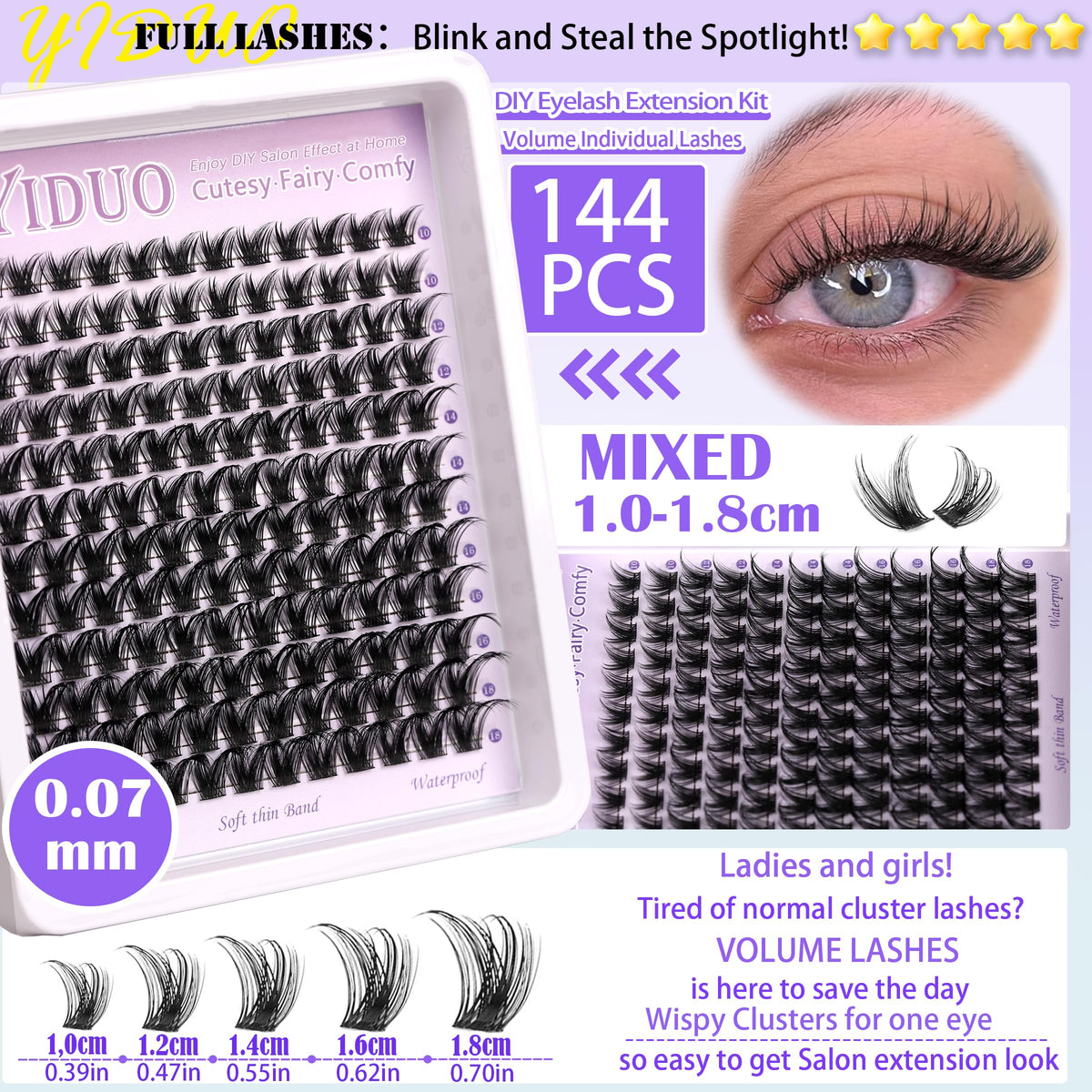 YIDUO Dramatic style lash clusters for bold evening looks
