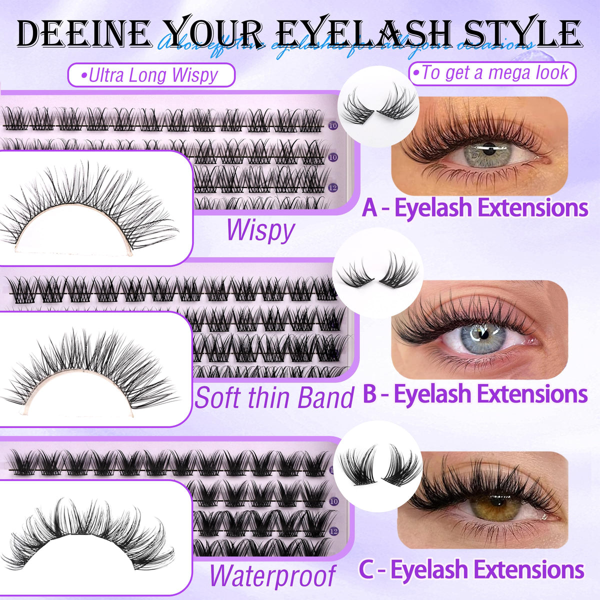 YIDUO Fairy style lash clusters for a delicate flutter and lightweight wear