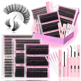 The YIDUO lashes clusters kit shows 7 styles for versatile day-to-night looks.