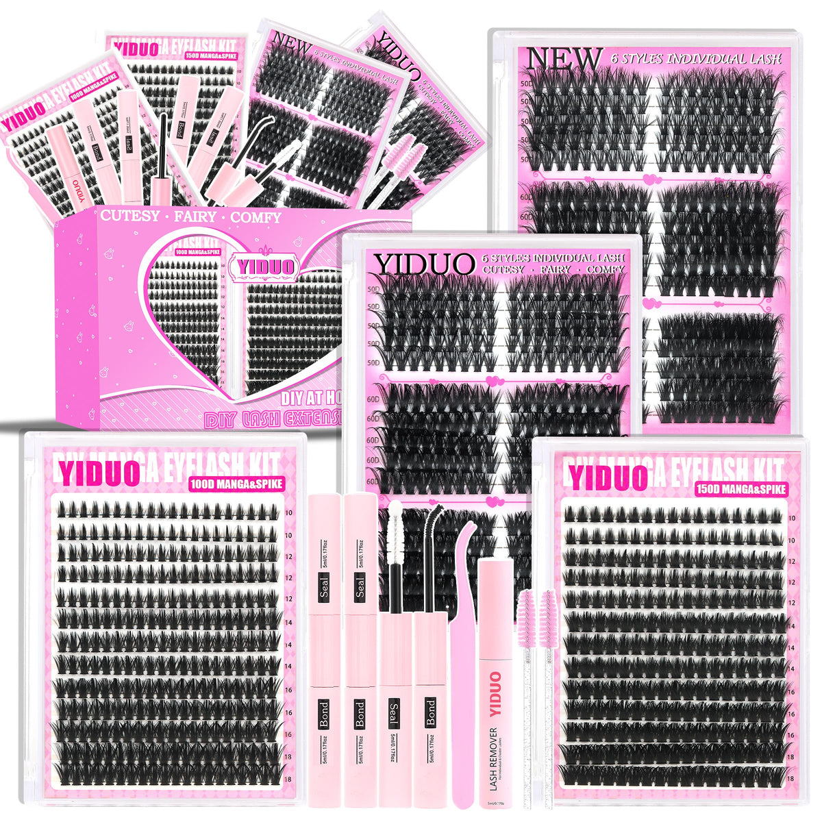 YIDUO lash clusters kit 1021pcs enables full at-home lash styling
