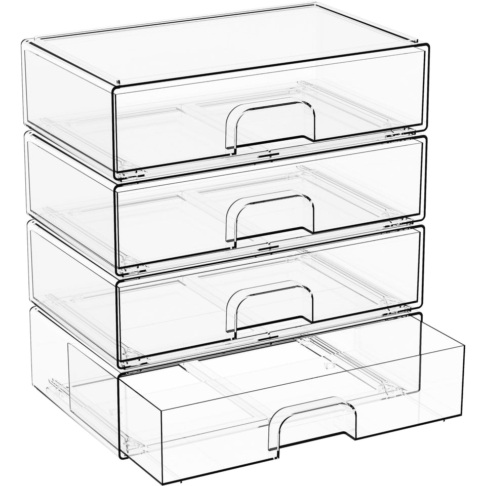 Yieach 12.2 inch clear drawer front view for vanity and pantry organization