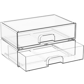 Yieach 2-pack acrylic drawer organizer, 12.2-inch wide for neat storage.