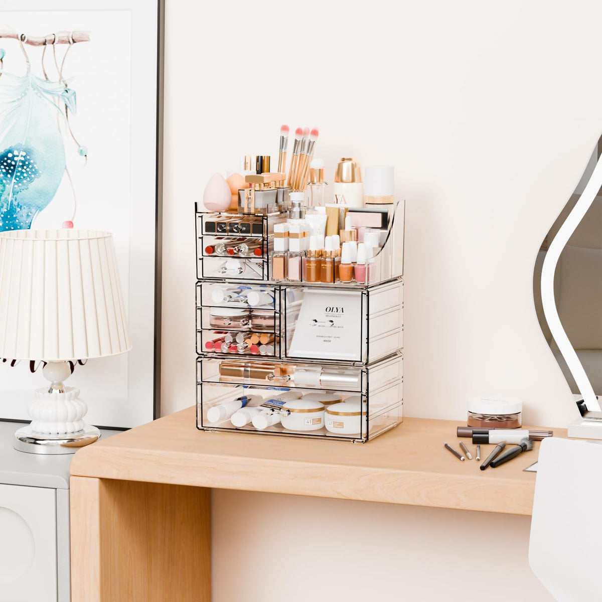 Yieach clear organizer drawer 1 holds palettes and concealers neatly