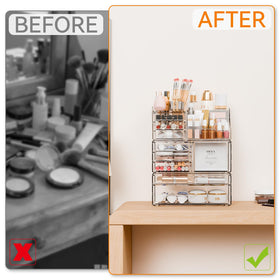 Yieach skincare-area stores bottles and jars visibly