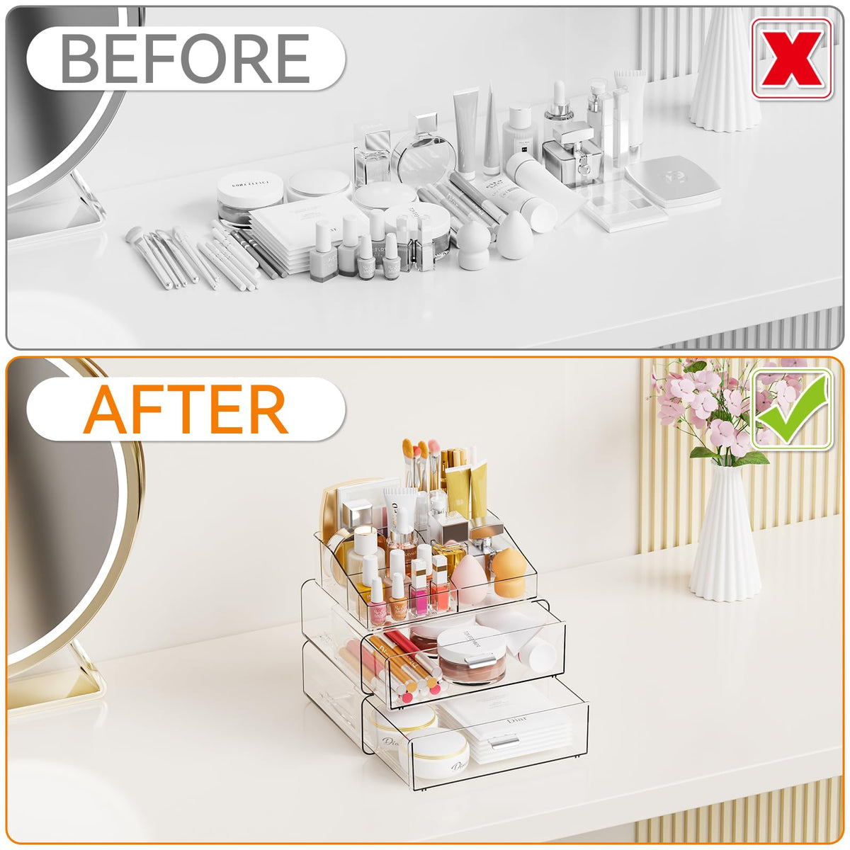 Yieach lipsticks organized in top tier for quick access