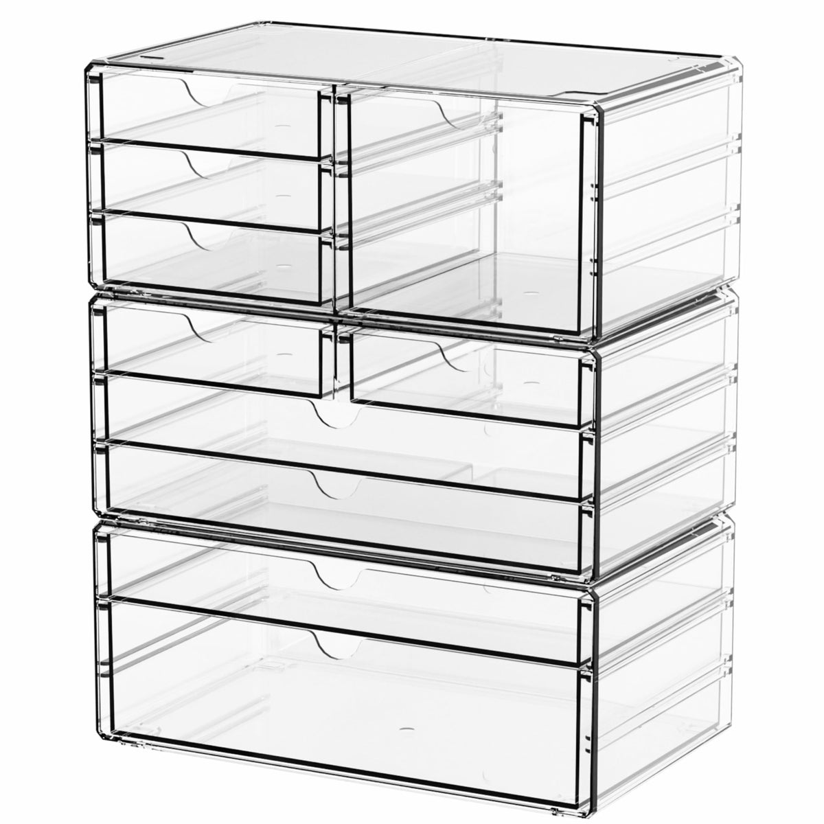 Yieach 3-pack clear storage drawers on vanity for organized cosmetics