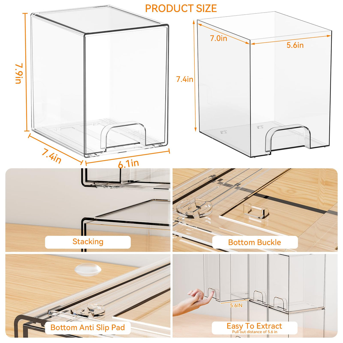 Yieach acrylic drawer organizer shown on a countertop for easy access