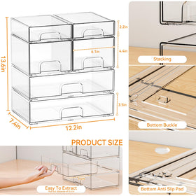 Yieach bathroom vanity organization demonstrates compact storage for cosmetics.