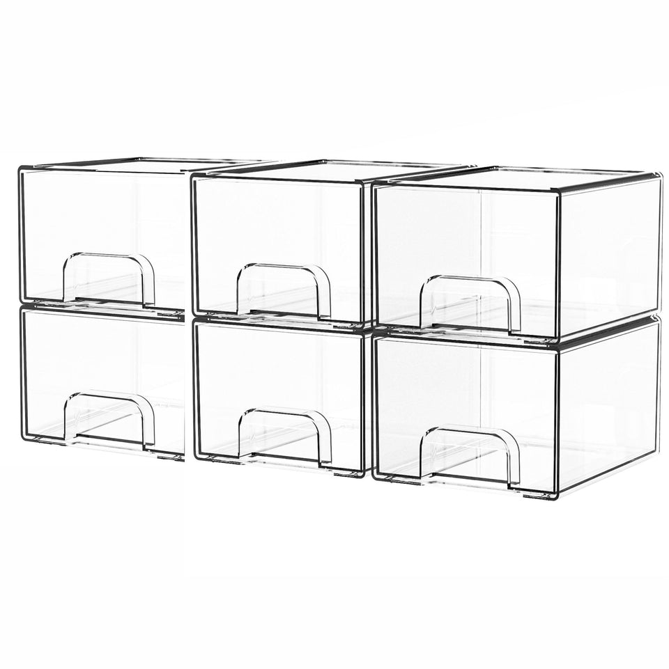 Yieach clear stackable drawer set for easy space saving and quick item visibility