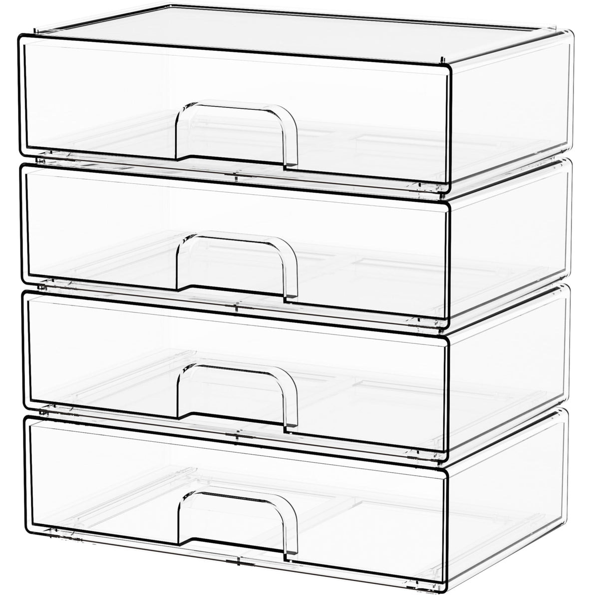 Yieach clear stackable drawers for cosmetics, keeping products visible