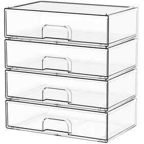Yieach clear stackable drawers for cosmetics, keeping products visible