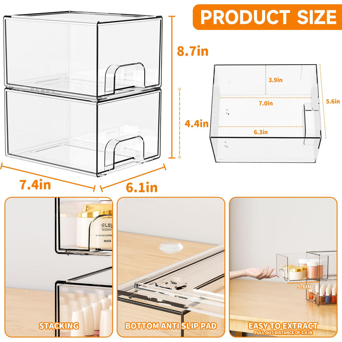 Yieach under-sink setup shows compact storage for cleaning supplies.